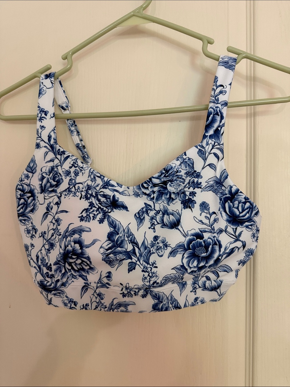 Blue and White Floral sport bra